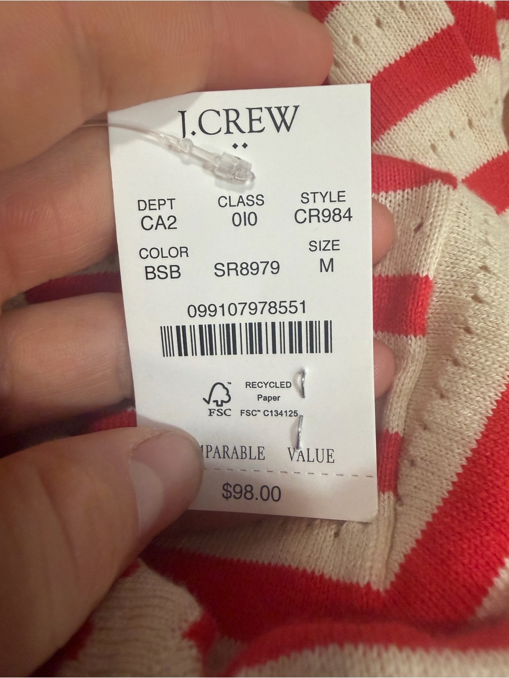 J crew Striped pointelle scallop-neck sweater - Picture 2 of 2